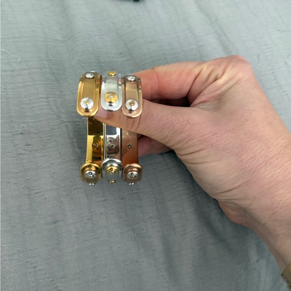 Henri Bendel Gold Rose Gold Silver Studded Bracelets - Picture 3 of 3